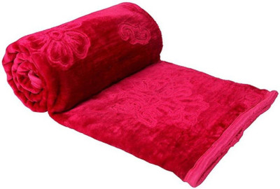Changers Self Design Double Mink Blanket for  Heavy Winter(Microfiber, Maroon)