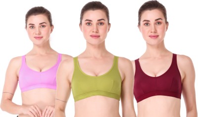 Willyard Women Sports Non Padded Bra(Maroon, Green, Pink)