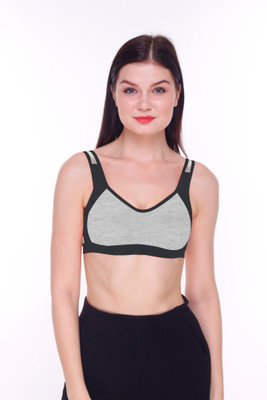 Shyam Sons FLAIR Women Sports Non Padded Bra(Black, Grey)