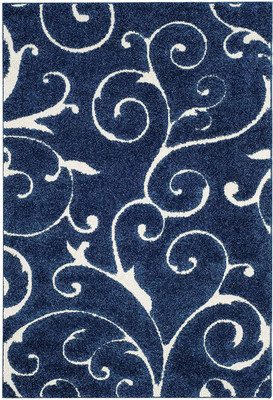 AyanCarpets Blue Polyester Carpet(5 ft,  X 7 ft, Rectangle)