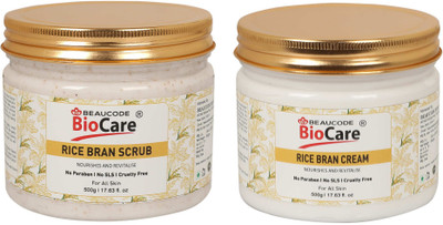 BEAUCODE BioCare Rice Bran Face and Body Scrub and Cream Pack of-2 (500g)(2 Items in the set)