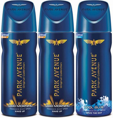 PARK AVENUE Cool Blue Good Morning Deodorant Spray  -  For Men(450 ml, Pack of 3)