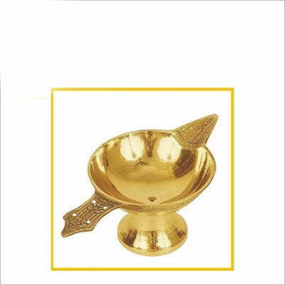 COPPER KITCHEN Pure Brass Akhand Laxmi Deepak Diya Set of 1 Brass Table Diya(Height: 1 inch)