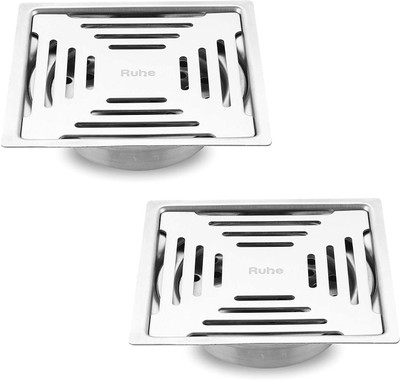 RUHE Floor Stainless Steel Push Down Strainer(12.7 cm Set of 2)