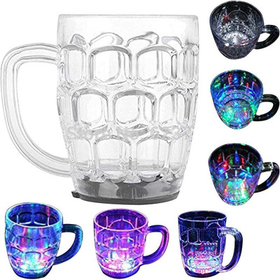 Swastik Creation Multi Purpose Fiber Glass Drinking Cup with Inductive Rainbow Magic Color Cup with LED Light (Multicolor) PACK OF 1 Plastic Coffee Mug(200 ml)