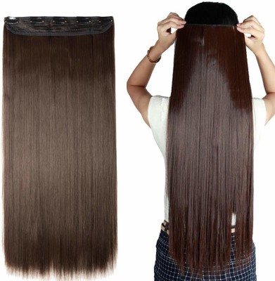 BELLA HARARO 5 Clips Straight  Extensions Clipin for Women and Girls 24 Inch (Brown) 1pc Hair Extension