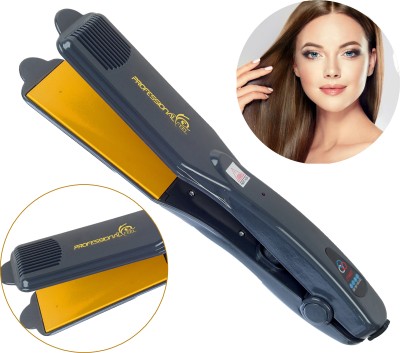 Professional Hair Straightener With 4 X Protection Coating Gold Women's Straightening Machine for Hair Saloon 4 X Protection Gold Coating Electric Hair Styler Corded Electric Hair Styler Hair Straightener Hair Curler(Grey)