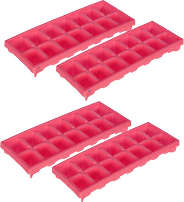 Heart Home Pink Plastic Ice Cube Tray(Pack of4)