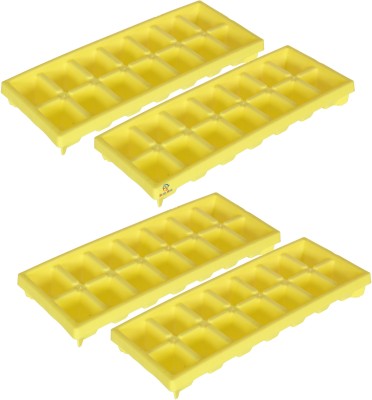 Heart Home Yellow Plastic Ice Cube Tray(Pack of4)