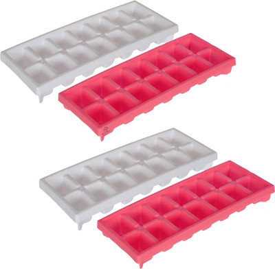 Heart Home White, Pink Plastic Ice Cube Tray(Pack of4)