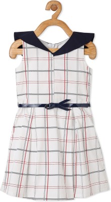 POWDERFLY Girls Midi/Knee Length Casual Dress(White, Sleeveless)