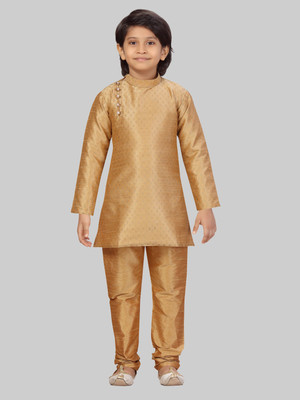 Little Mafia By Aarika Boys Festive & Party Kurta and Pyjama Set(Gold Pack of 1)
