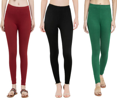 Style Access Ankle Length  Western Wear Legging(Maroon, Black, Green, Solid)