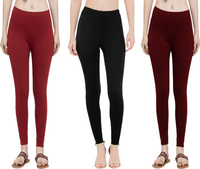 Style Access Ankle Length  Western Wear Legging(Maroon, Black, Maroon, Solid)