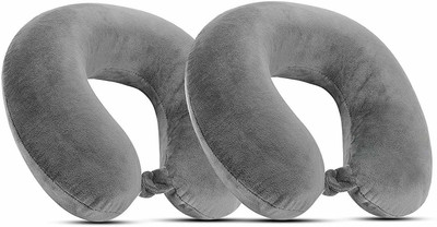 AUCTIMO Micro Fiber U-Shaped Soft Travelling Pillow Set of 2 Neck Pillow Neck Pillow Neck Pillow(GREY)