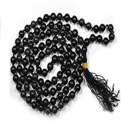 RAM RATAN KENDRA Ram Ratan Kendra Kaali Hakik/Black Agate (108+1) Beads Mala Agate Stone Necklace
