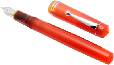 Ledos Click Aristocrat Full Demonstrator Orange 3 in 1 Ink Filling System Broad Nib Fountain Pen(Ink Color - Blue)