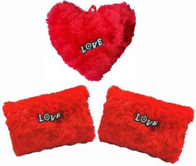 MGT CREATION Polyester Fibre Solid Cushion Pack of 3(Light Red)