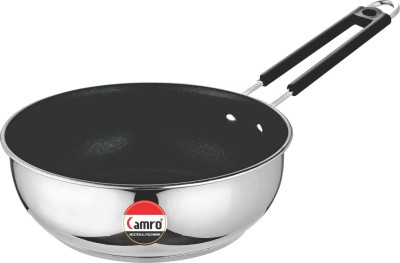 Camro Non-Stick Stainless Steel DEEP Fry PAN (12 No.) Fry Pan 22 cm diameter 2 L capacity(Stainless Steel, Non-stick, Induction Bottom)