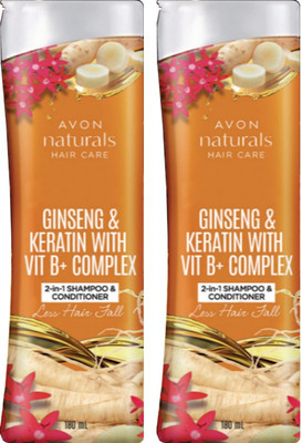 AVON Naturals Ginseng Shampoo & Conditioner with KERATIN & Vitamin B Complex (set of 2)(360 ml)