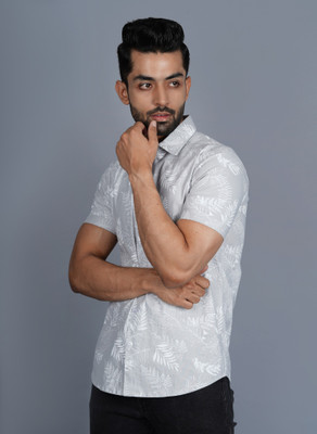 Printpedia Men Printed Casual Grey Shirt