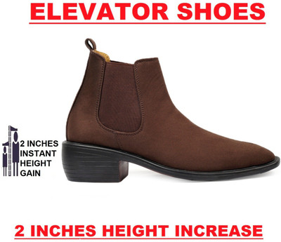 BXXY Men's New Arrival Suede Material Height Increasing Elavetor Brown Chelsea Boots Boots For Men(Brown , 7)