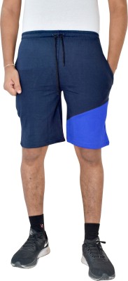 Kundan Solid Men Dark Blue, Light Blue Regular Shorts