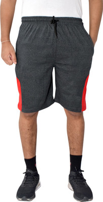 Kundan Color Block Men Black, Red Regular Shorts