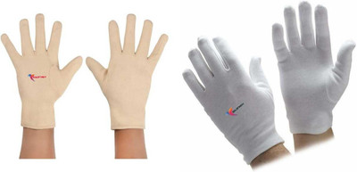 GOLDFINCH Cotton Cricket Multipurpose Hand Protect Re-usable Batting Inner Gloves Set of 2 Wicket Keeping Gloves(Skin, White)