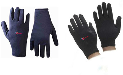 GOLDFINCH Cotton Cricket Multipurpose Hand Protect Re-usable Batting Inner Gloves Set of 2 Wicket Keeping Gloves(Navy, Black)
