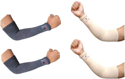 Glitter Cotton Arm Sleeve For Men & Women(Free, Grey, Beige)