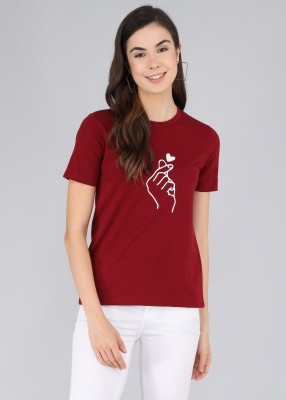 Datalact Casual Printed Women Maroon Top