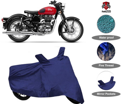 FabAuto Waterproof Two Wheeler Cover for Royal Enfield(Classic 350, Black)
