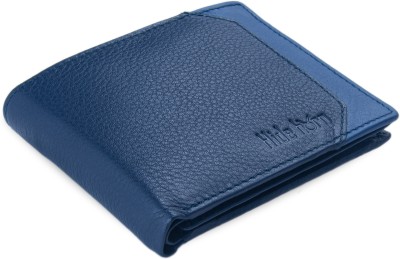 Hide Horn Men Blue Genuine Leather Wallet(5 Card Slots)