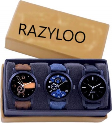 Razyloo RZL B3C5D2 Analogue Men's Watch (Pack of 3) (Multicolored Dial Multicolored Colored Strap) Analog Watch  - For Boys