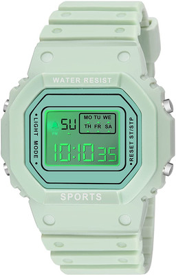 DAENTERPRISES New Trending Green Square Day & Date Dial and Green Silicone Strap Digital Watch  - For Boys & Girls