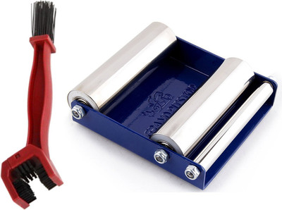 GrandPitstop Paddock Stand Wheel Roller for Cleaning and Lubrication (Bikes < 170 Kgs and Tyre Width <170 mm) with Motorcycle Chain Cleaning Brush Red Combo