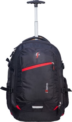 Istorm Backpack Overnighter Trolley Black & Red 45 L Trolley Laptop Backpack(Black)