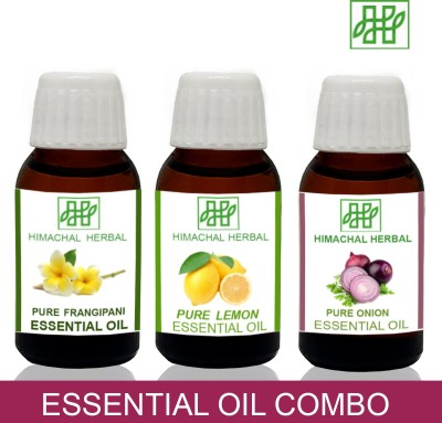 Himachal Herbal FRANGIPANI-LEMON-ONION ESSENTIAL OIL FOR COSMETIC SOAP MAKING AROMATHERAPY-3PC EACH 10ML(30 ml)