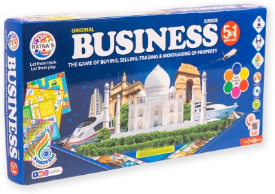 RATNA'S 5 in 1 Original Business Junior,The game of buying,selling,trading & mortgaging of property. Money & Assets Games Board Game