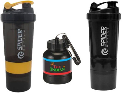 TRUE INDIAN 500 ml Plastic Shaker(Pack of 3, Black)