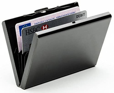 OFIXO Stainless Steel Front Pocket Business Credit Debit 6 Card Holde 6 Card Holder(Set of 1, Red)