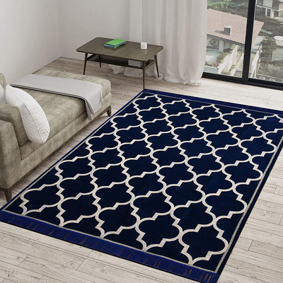 Linen Basics Velvet Floor Mat(Blue, Large)