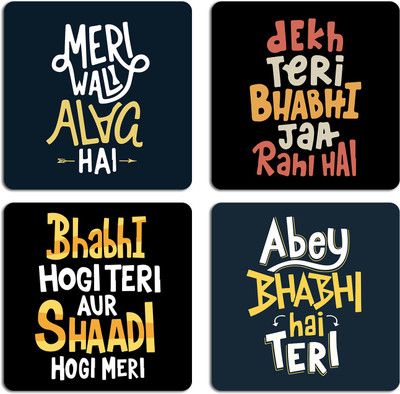 ARTBUG Square Wood Coaster Set(Pack of 4)