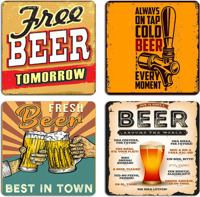 Ashvah Square Medium Density Fibreboard Coaster Set(Pack of 4)