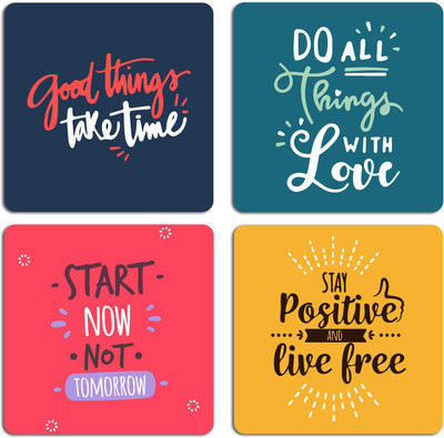 ARTBUG Square Wood Coaster Set(Pack of 4)