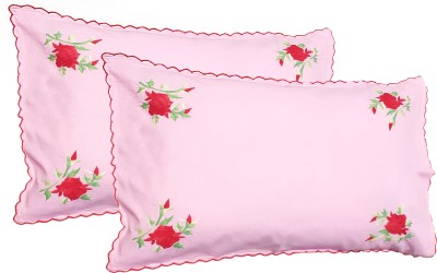 AS HANDICRAFTS Cotton Pillows Cover(Pack of 2, 70 cm*45 cm, Pink)