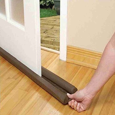 A R CREATION PVC Sound-Proof Reduce Noise Weather Stripping Under Door Twin Stopper Floor Mounted Door Stopper(Brown, Black)