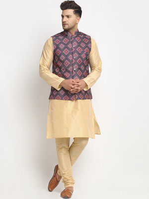 kaifoo Men Kurta Churidar Ethnic Jacket Set