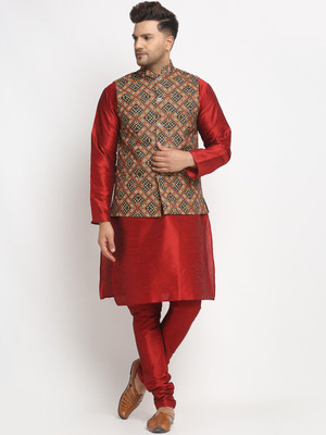kaifoo Men Kurta Churidar Ethnic Jacket Set